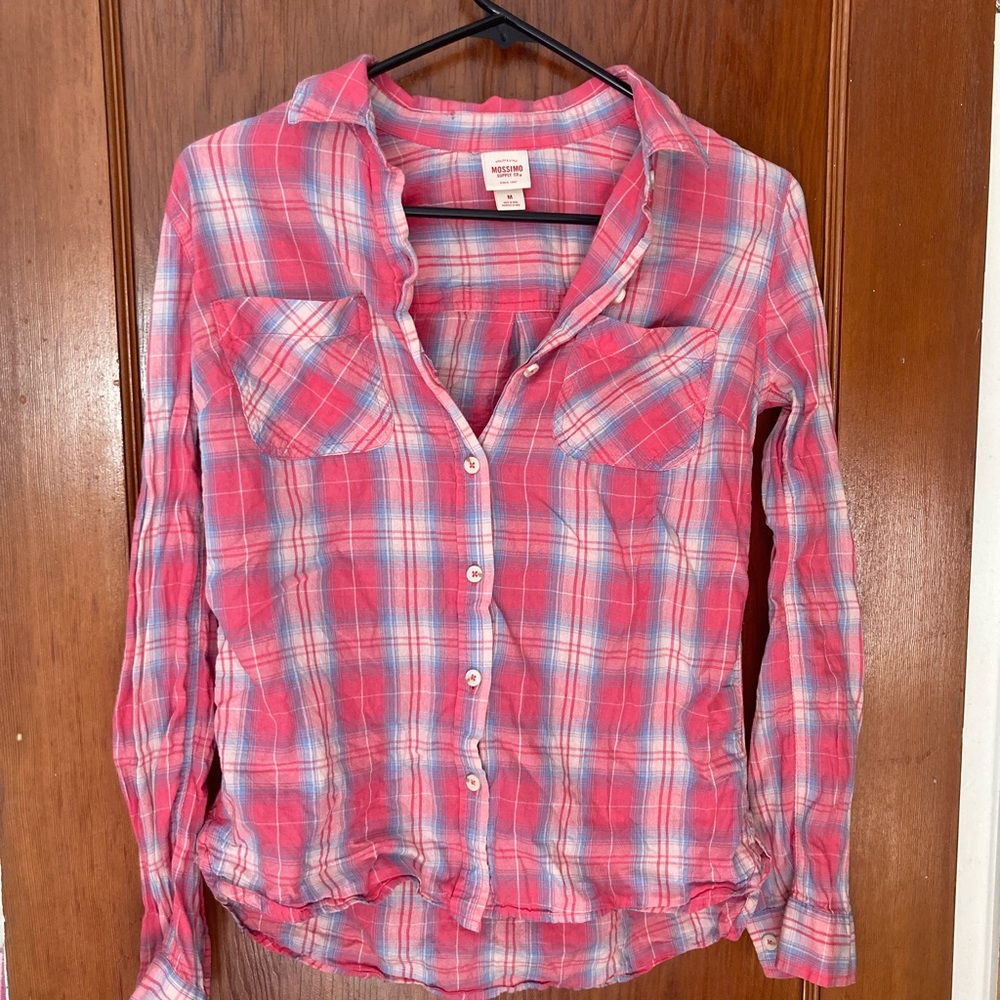 Pink & Blue Plaid Button Down - Mid 2000s Style